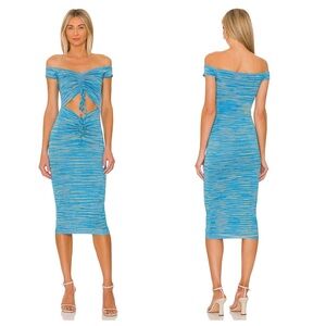 Lovers and Friends Dresden Off Shoulder Midi Dress Bright Blue Spacedye XS